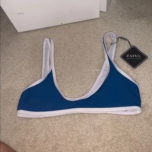 Blue Scoop Swim Top